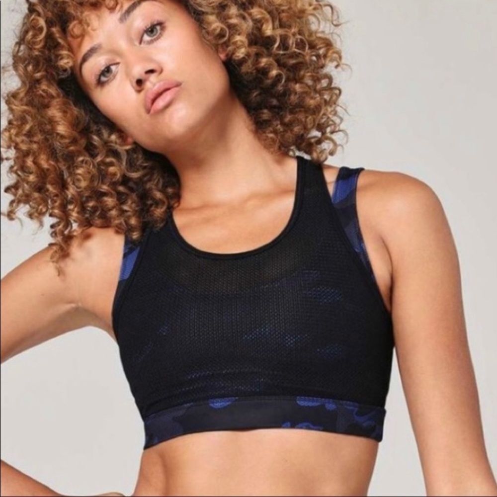 Ivy Park blue Camo mesh sports bra